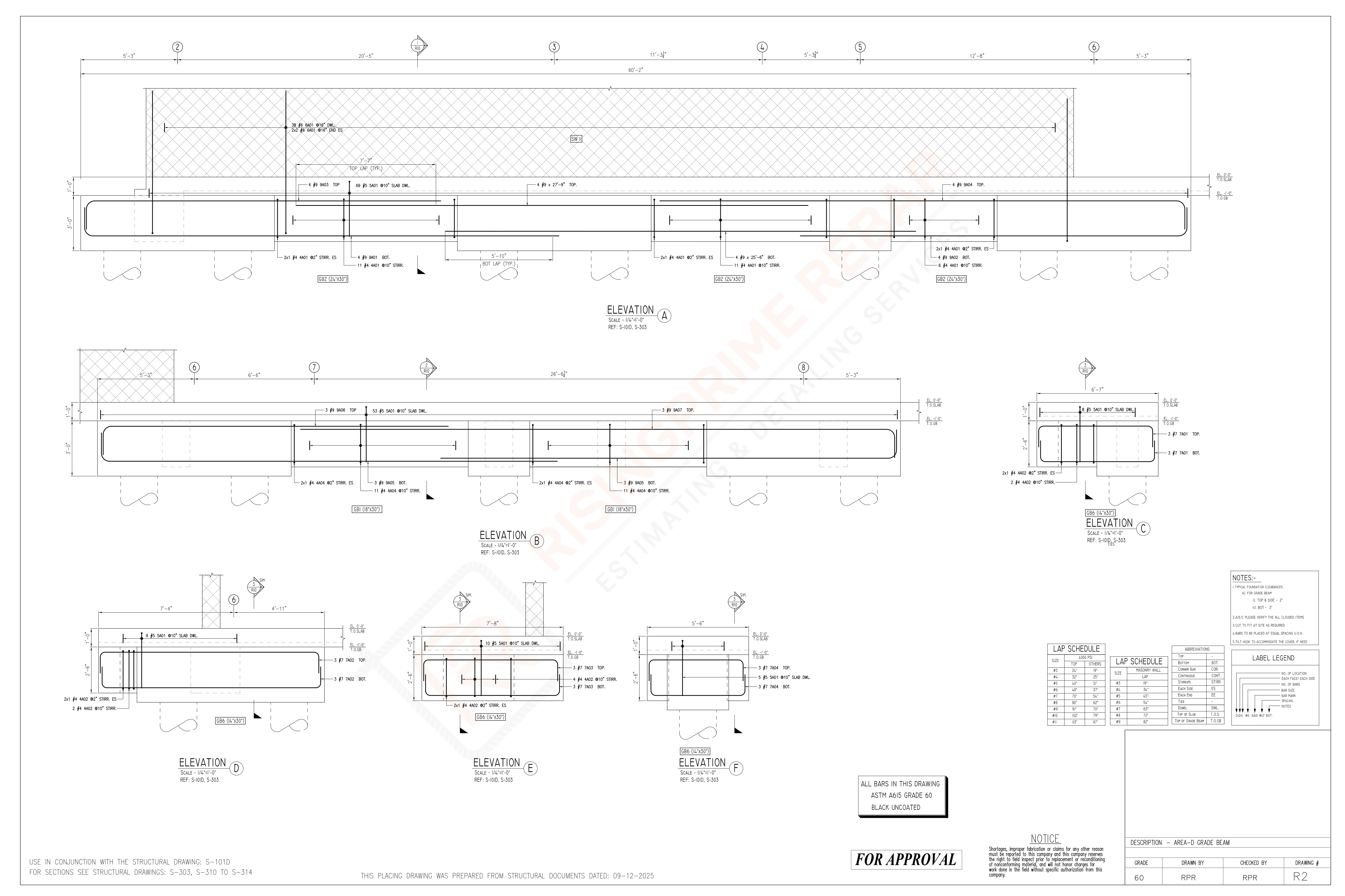 Foundation and Mat Rebar Placing Plan